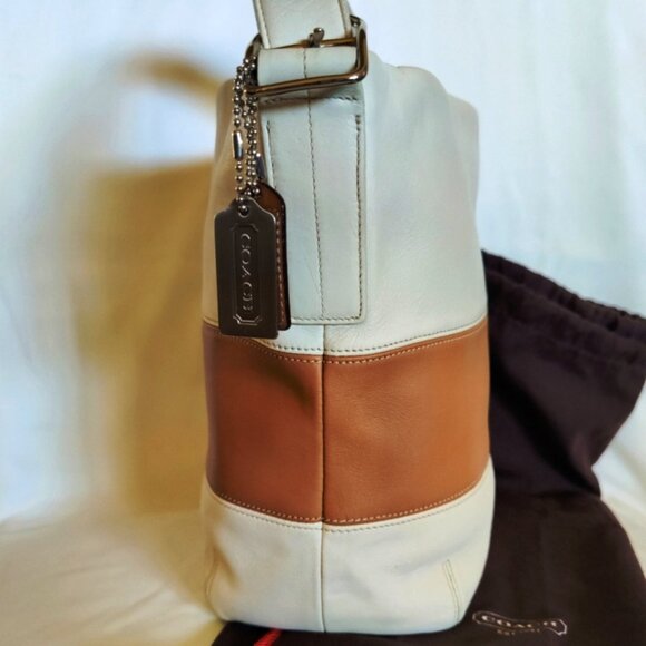 Coach Vintage Rugby Stripe Leather Duffle Sac Bucket Bag w/Matching Wristlet EUC - Picture 10 of 16